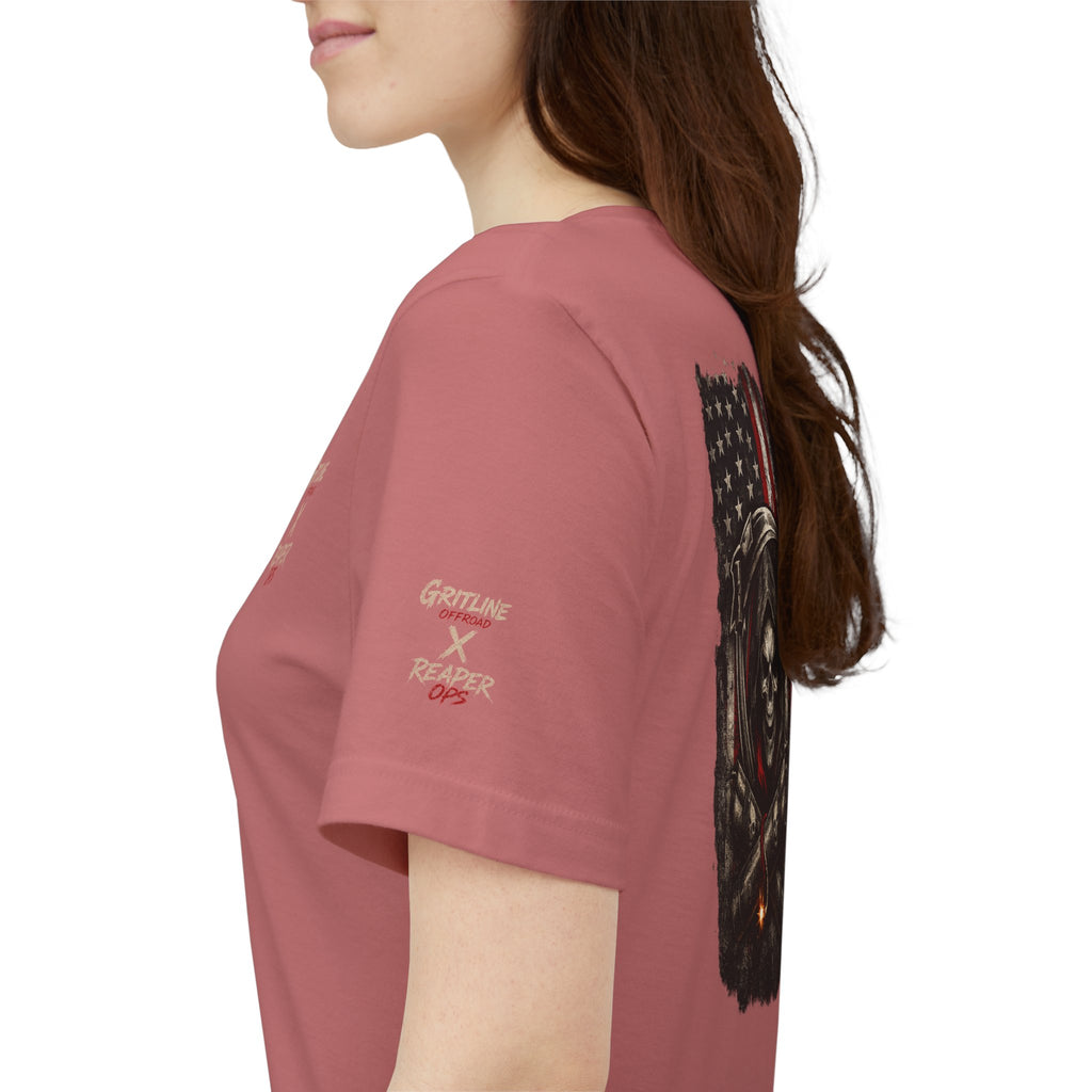 Grim Reaper American Flag T-Shirt — Patriot Skull Tee