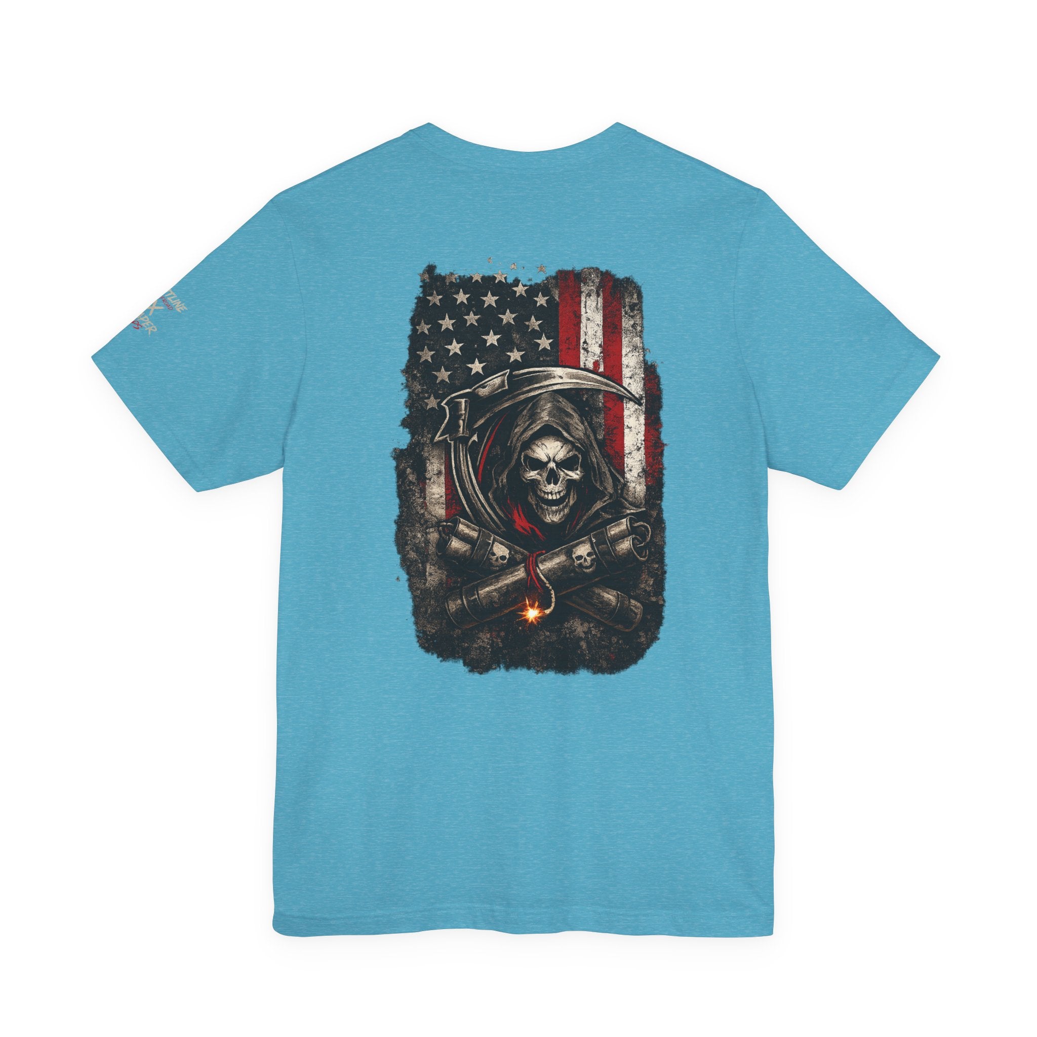 Grim Reaper American Flag T-Shirt — Patriot Skull Tee
