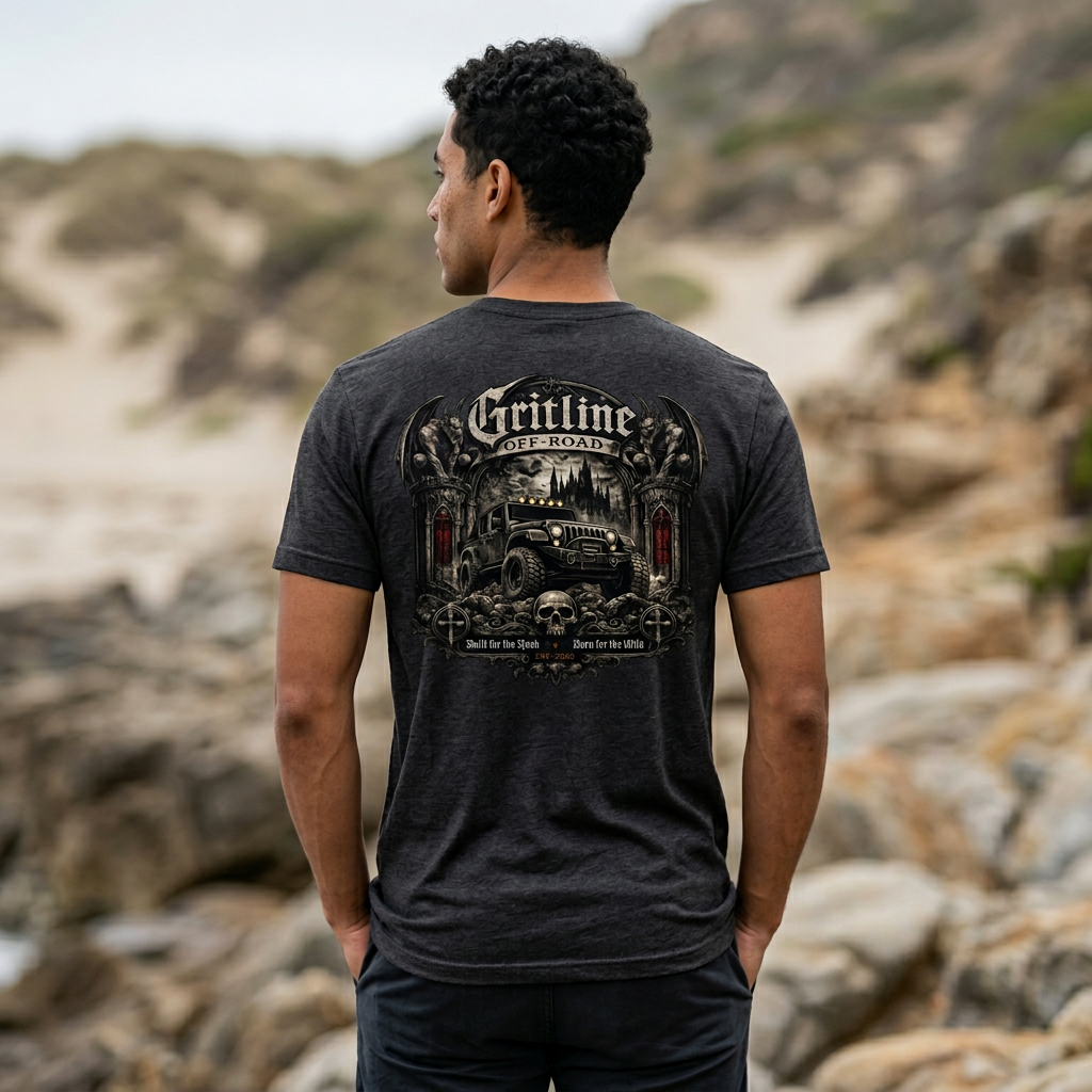 Off-Road Gritline Graphic Tee — "Gritline Off-Road" Skull & Jeep Shirt