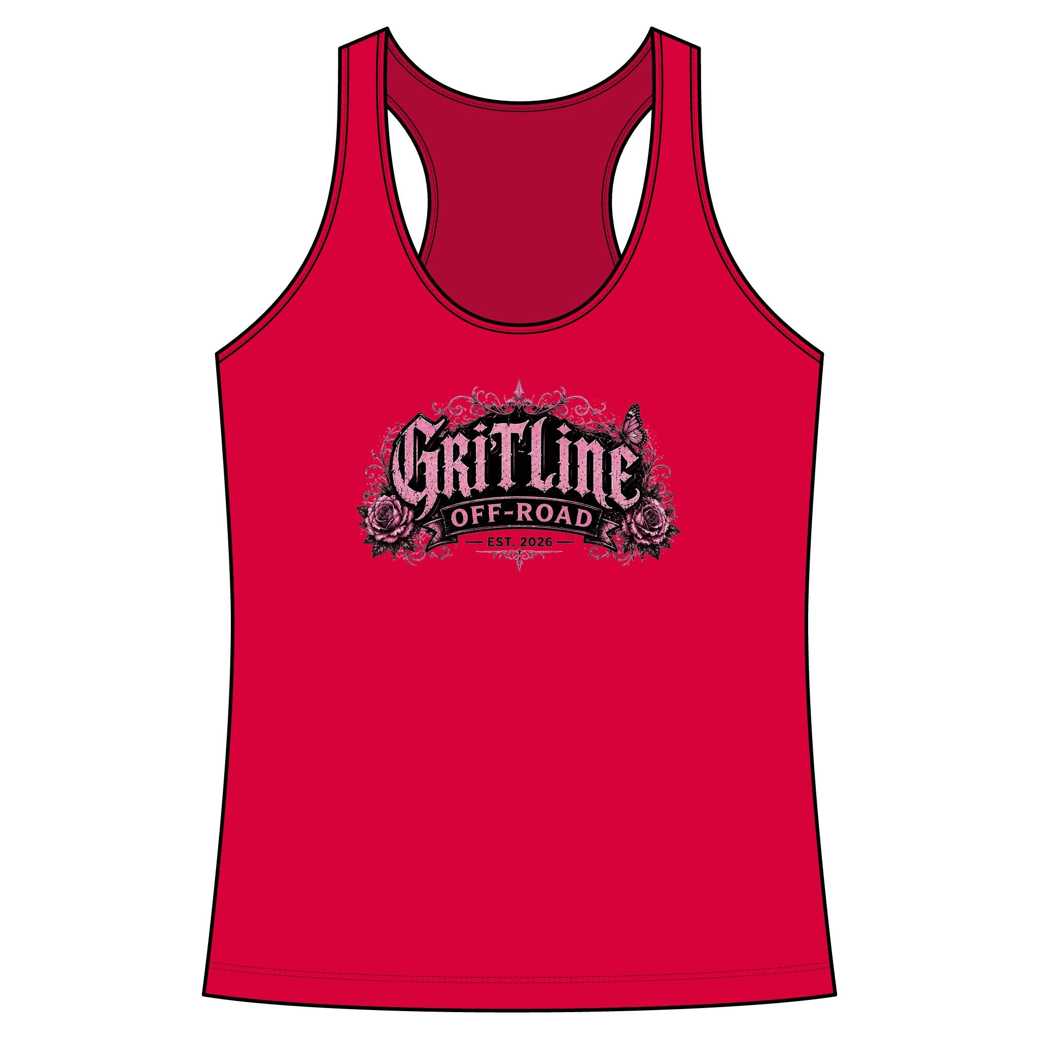 GritLine Off-Road Women's Racerback Tank — Floral Logo Activewear