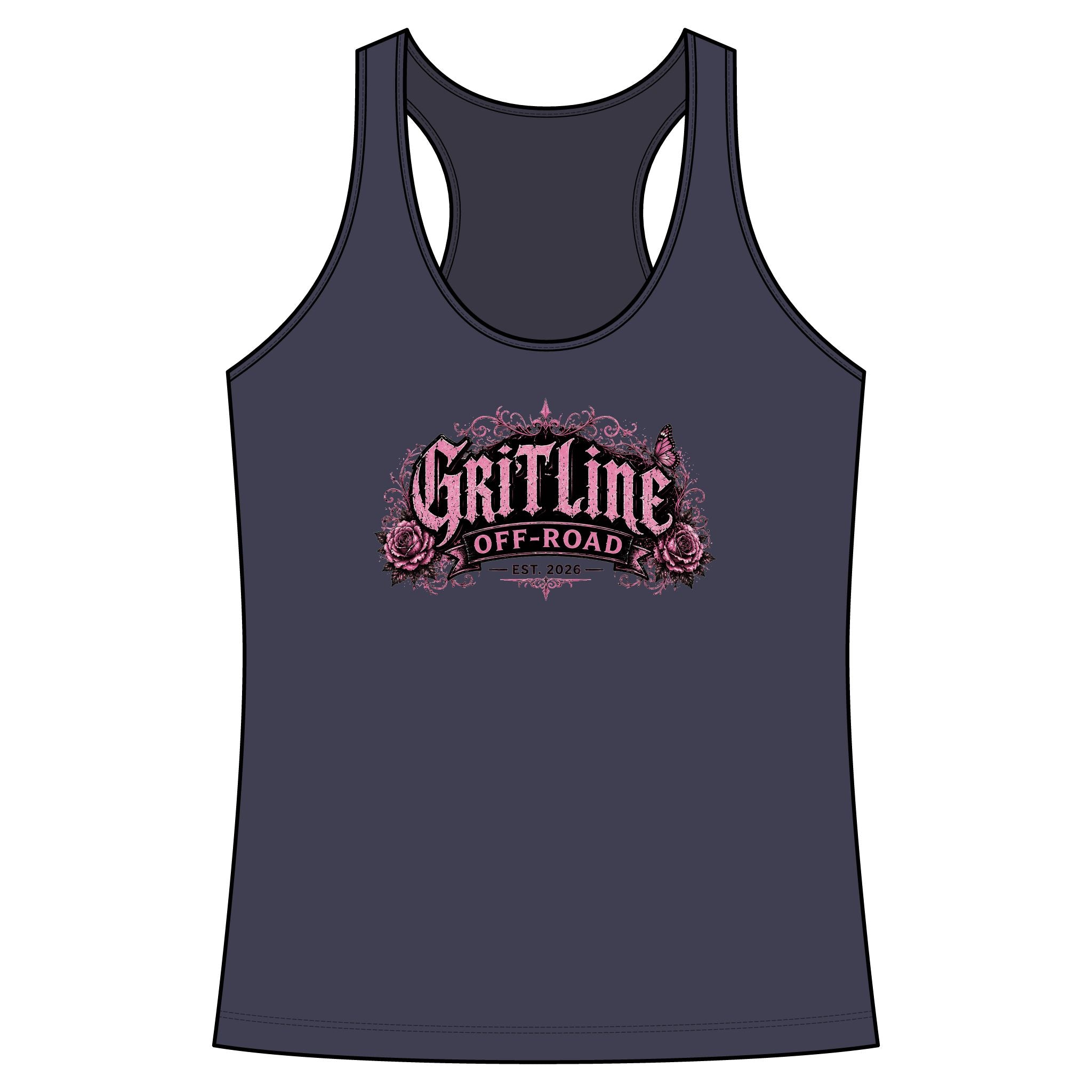 GritLine Off-Road Women's Racerback Tank — Floral Logo Activewear