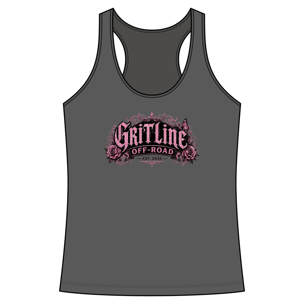 GritLine Off-Road Women's Racerback Tank — Floral Logo Activewear