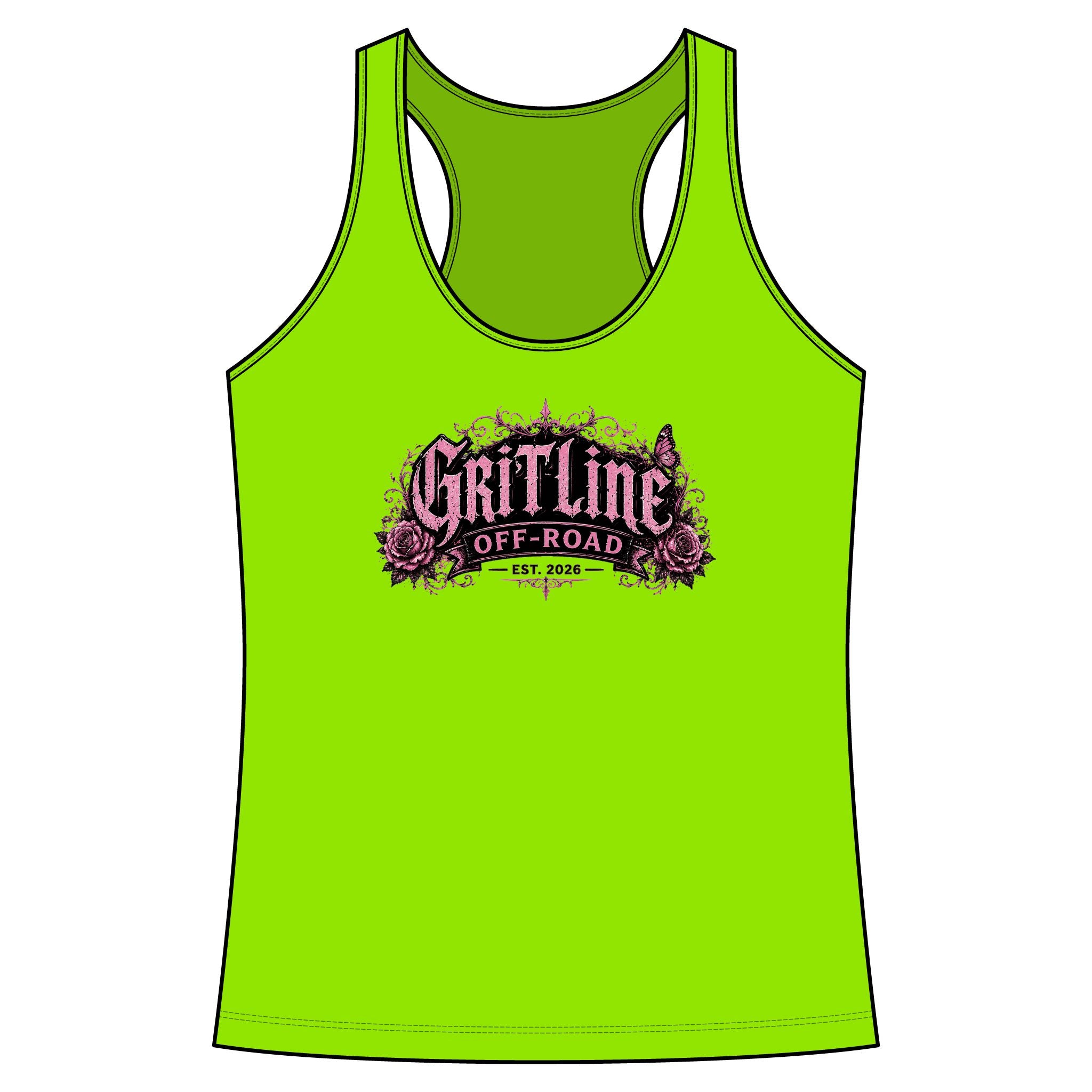 GritLine Off-Road Women's Racerback Tank — Floral Logo Activewear