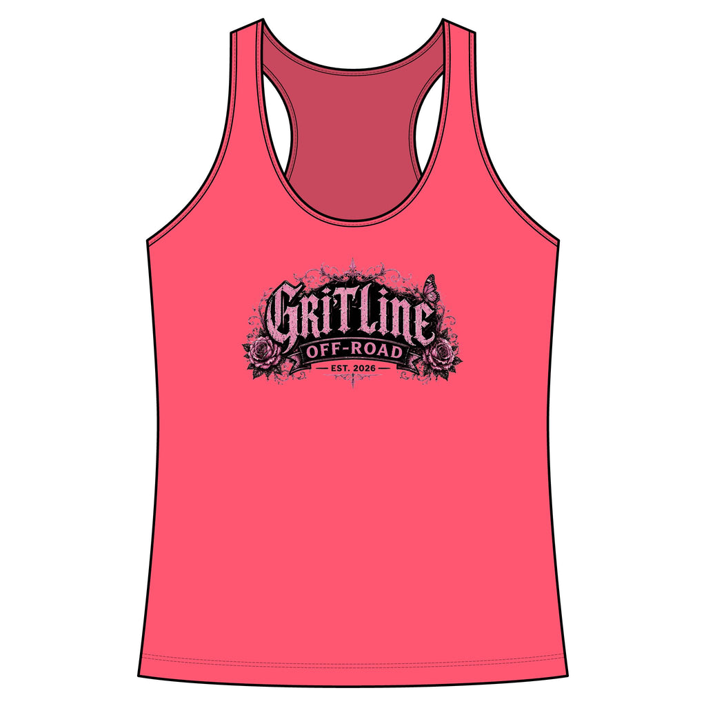 GritLine Off-Road Women's Racerback Tank — Floral Logo Activewear
