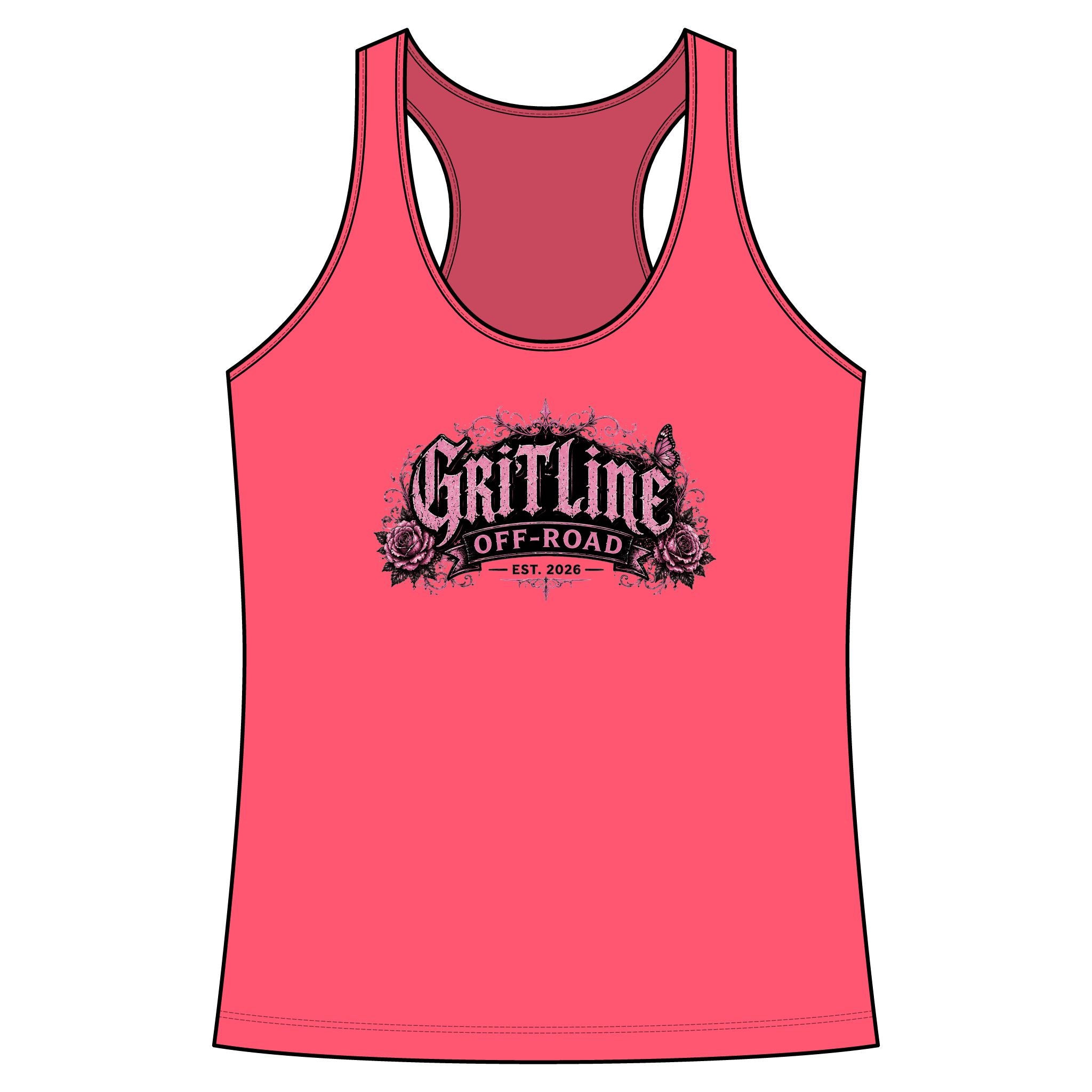 GritLine Off-Road Women's Racerback Tank — Floral Logo Activewear
