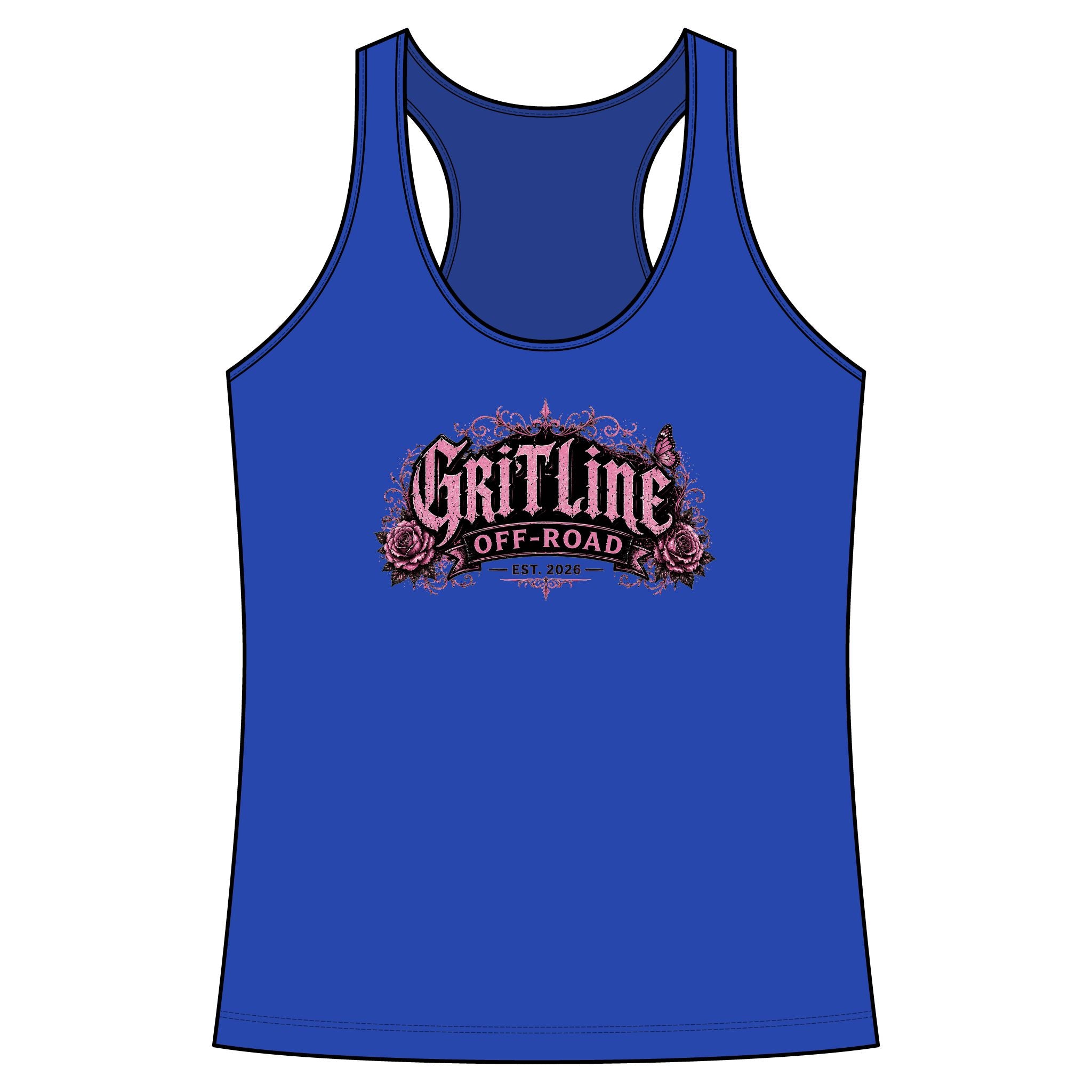 GritLine Off-Road Women's Racerback Tank — Floral Logo Activewear