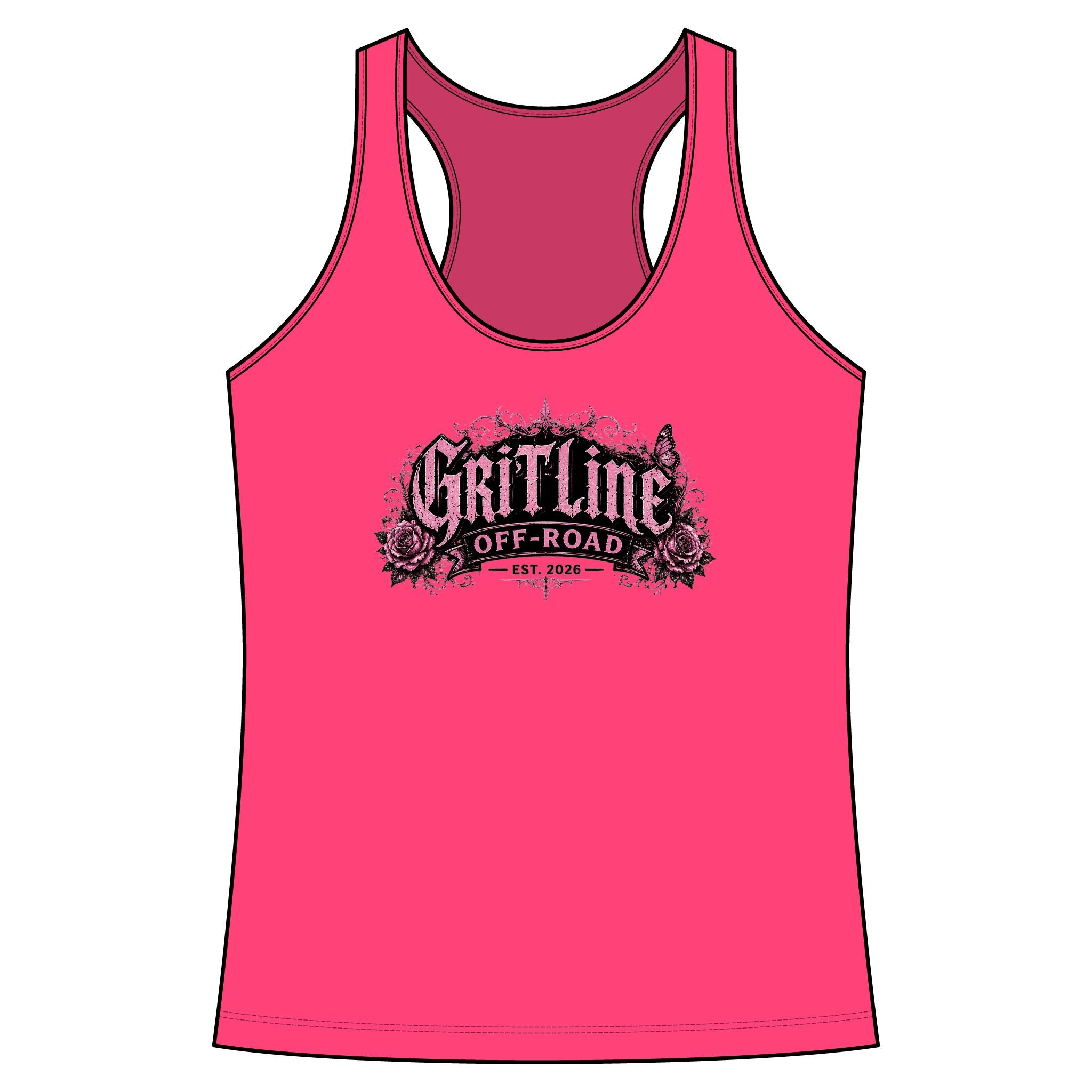 GritLine Off-Road Women's Racerback Tank — Floral Logo Activewear