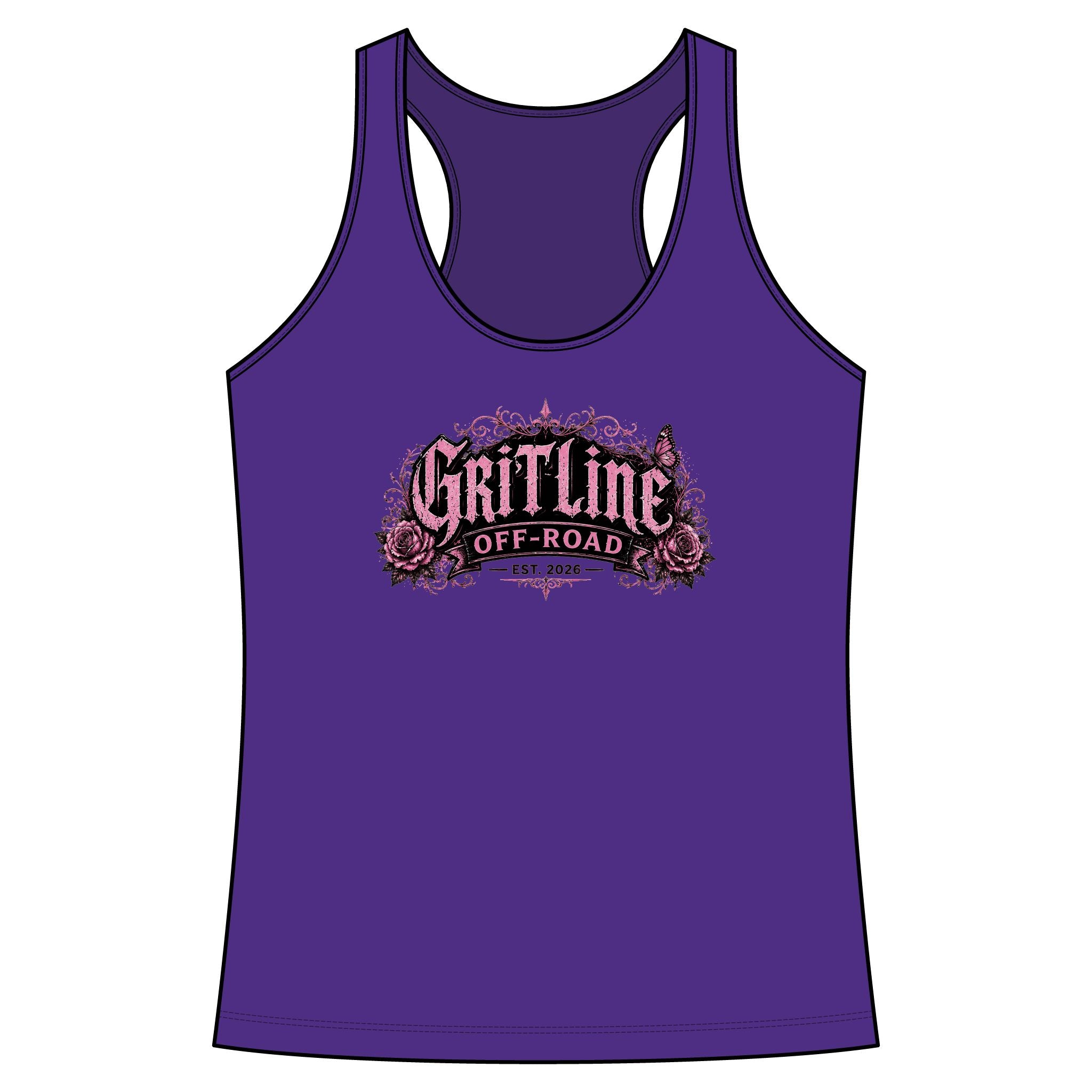 GritLine Off-Road Women's Racerback Tank — Floral Logo Activewear