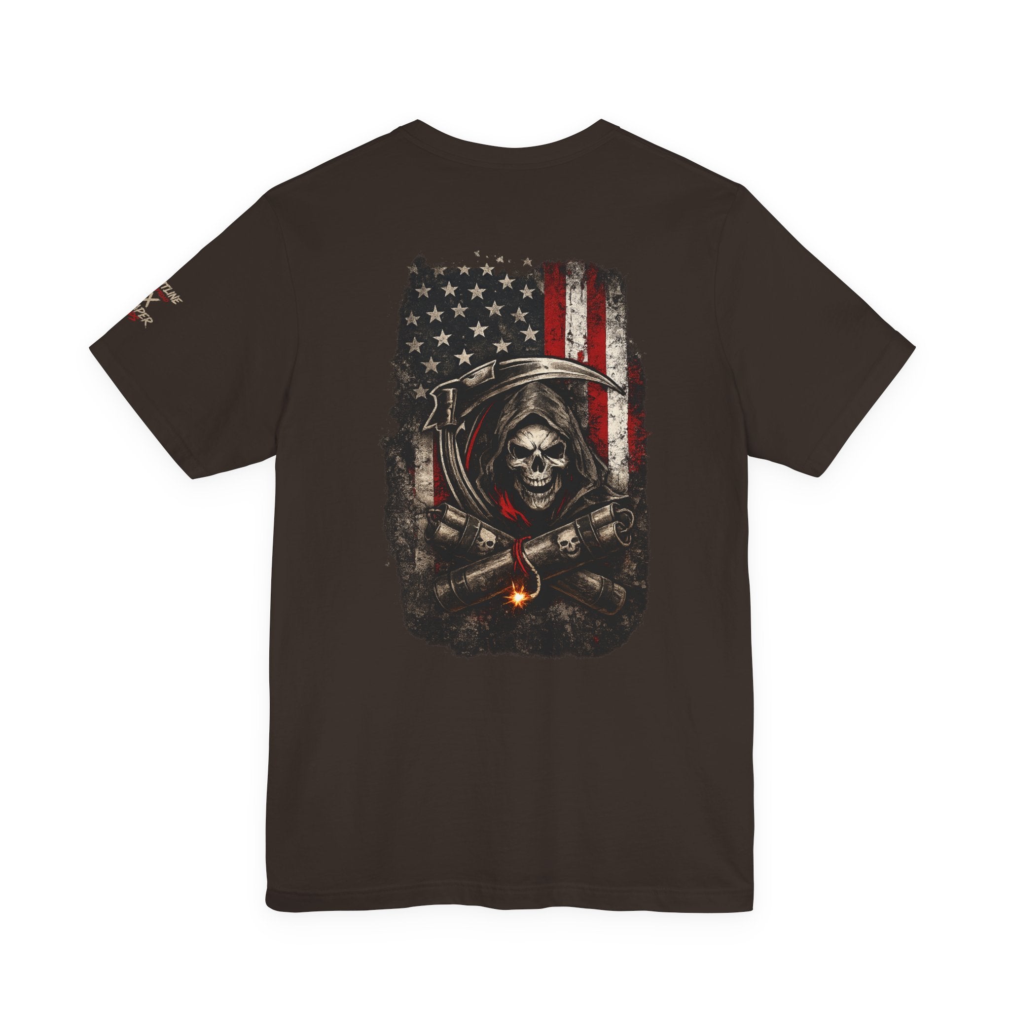Grim Reaper American Flag T-Shirt — Patriot Skull Tee