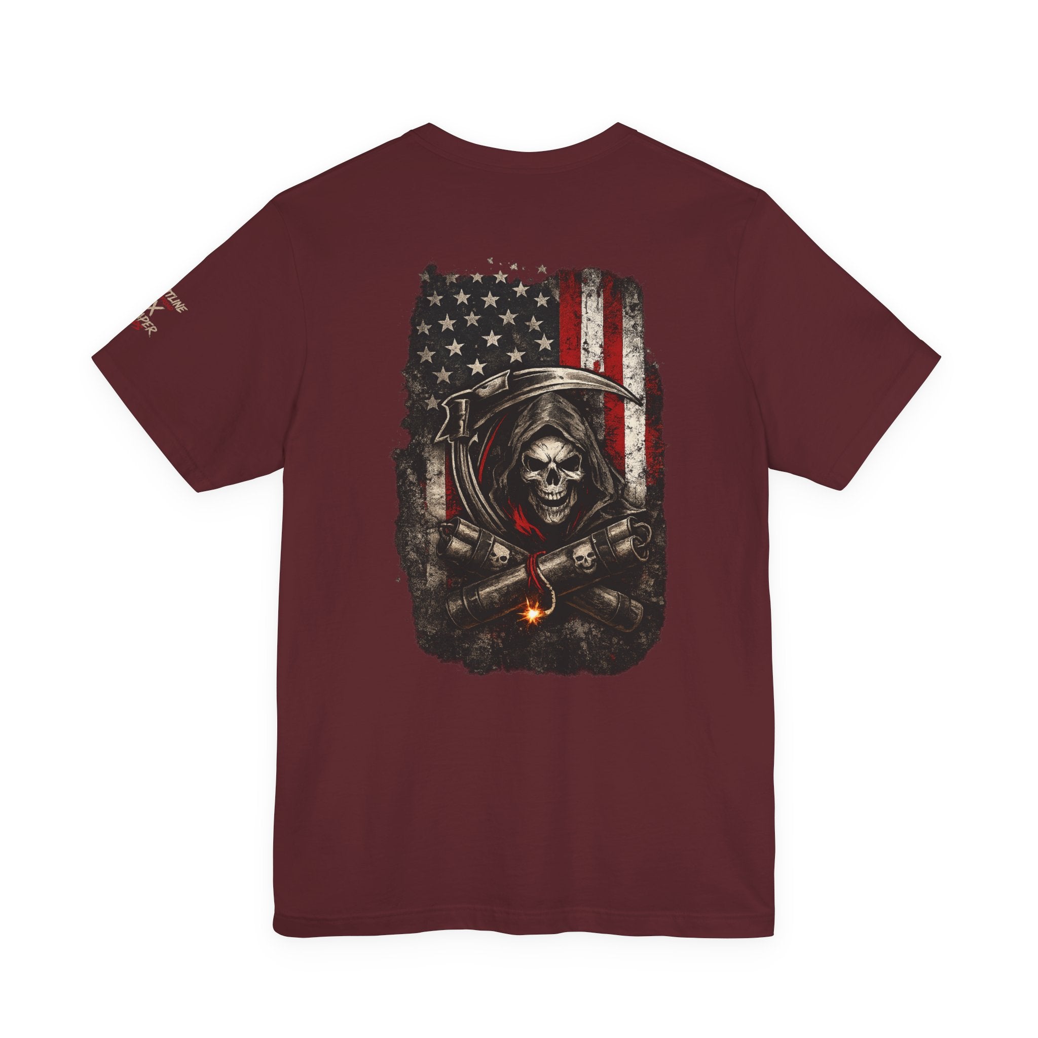 Grim Reaper American Flag T-Shirt — Patriot Skull Tee
