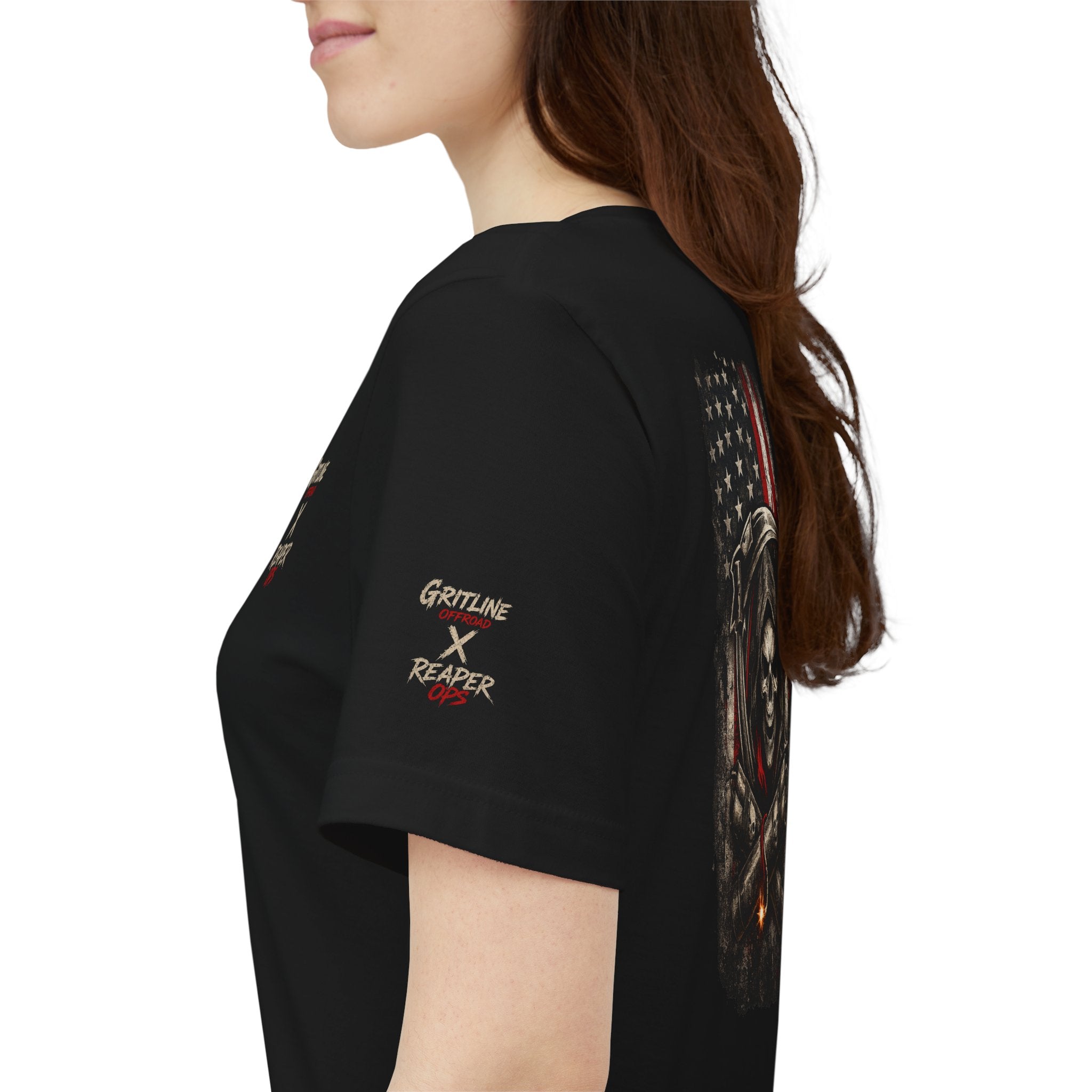 Grim Reaper American Flag T-Shirt — Patriot Skull Tee